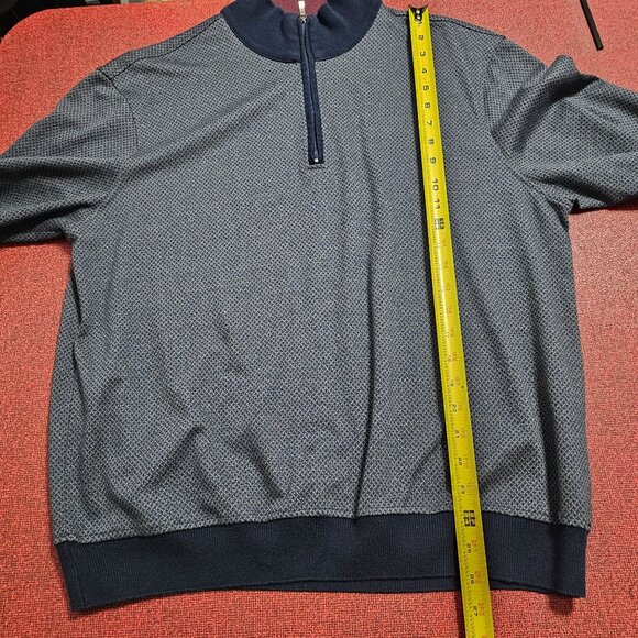 Enzo Tovare Mens 1/4 Zip Pullover Sweater Sz XL Textured Navy Preppy Old Money - Picture 10 of 10